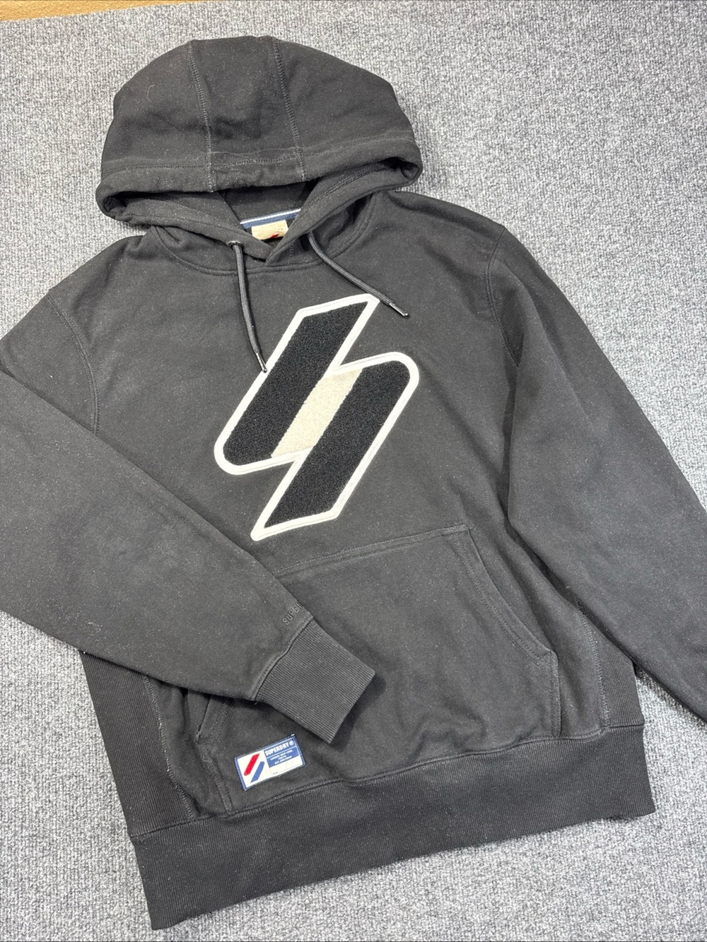 Superdry Embroidered Logo Black Pullover Hoodie Mans 2XL